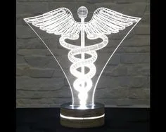 مصباح LED شعار الطب 3D